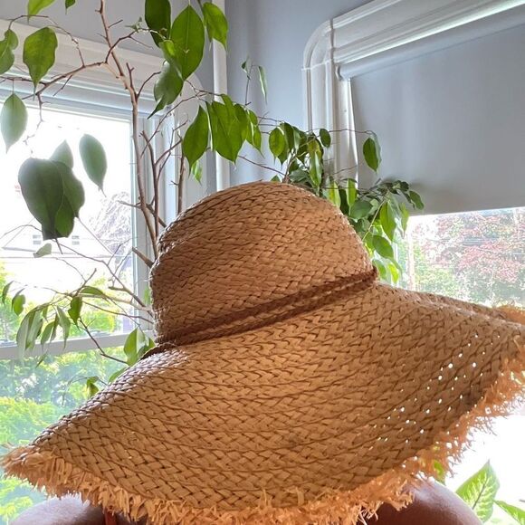 Large Floppy Brima Sun Hat w/ Leather Trim and Beaded Tassels coastalcowgirl - Picture 1 of 9